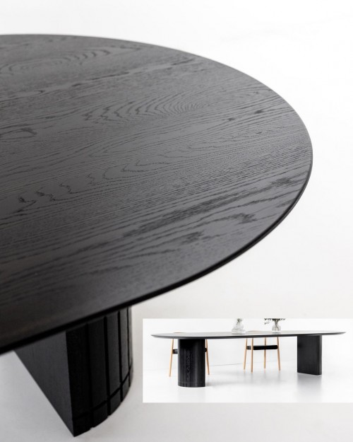 Черный стол на полуцилиндрических опорах